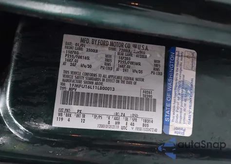 2001 Ford Expedition Xlt z USA, uszkodzony, nr VIN 1FMFU16L11LB00013